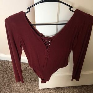 Lace up bodysuit front and back